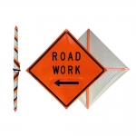 Roll Up Sign & Stand - 48 Inch Reflective Left Side Road Work Roll Up Traffic Sign